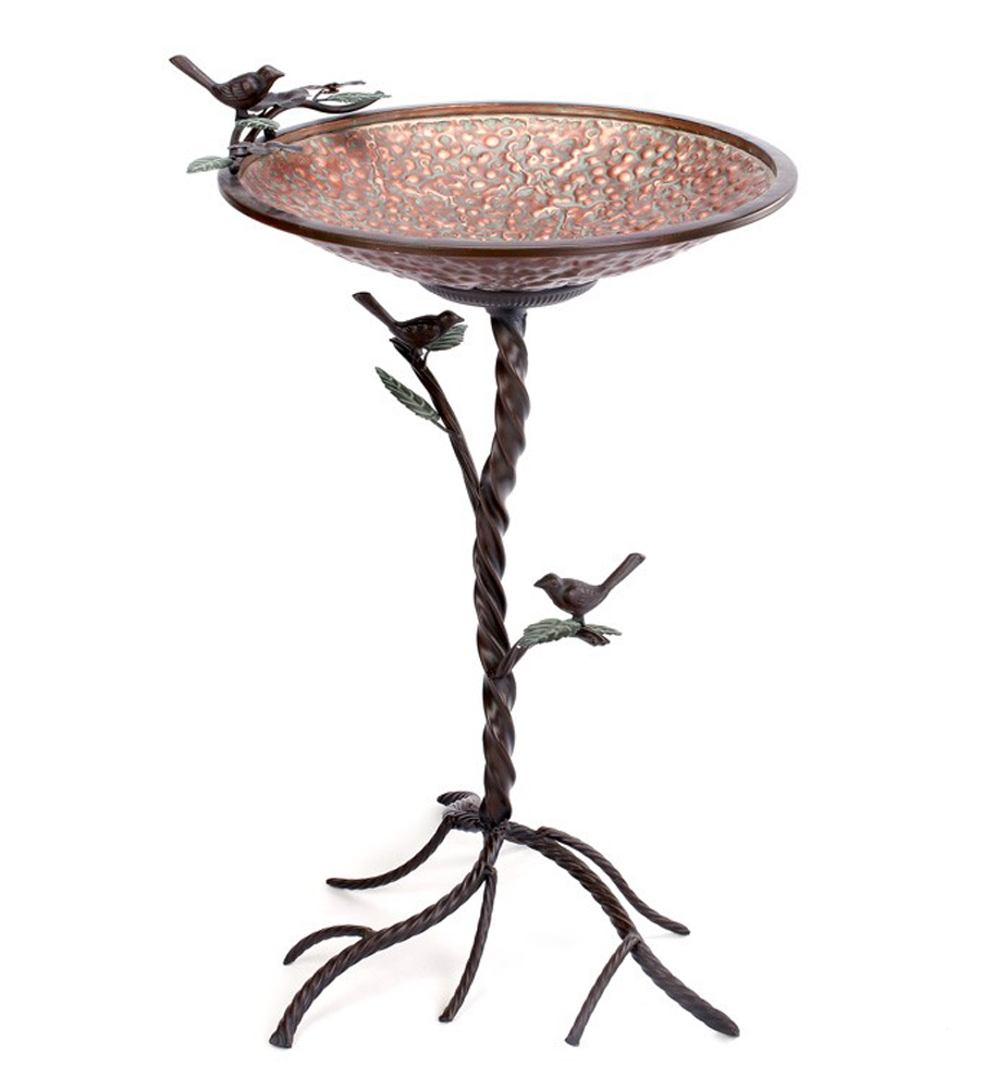 RUST BIRDBATH WITH BIRD