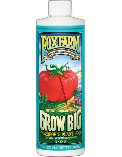 FOX FARM GROW BIG HYDROPONIC LIQUID PLANT FOOD 1 QUART