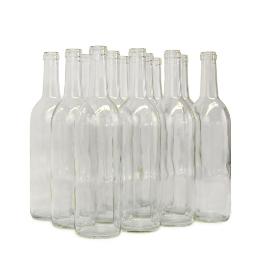 750mL CLEAR BORDEAUX FLAT BOTTOM BOTTLES 12/CASE