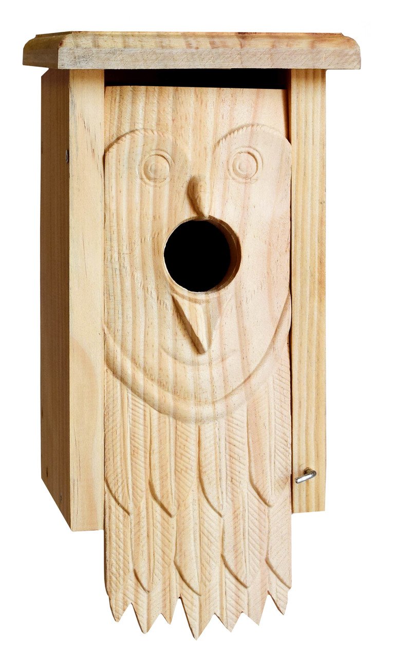 CARVED BLUEBIRD HOUSE-OWL