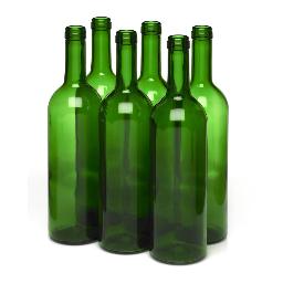 750mL CHAMPAGNE GREEN BORDEAUX FLAT BOTTOM WINE BOTTLE 12/CASE