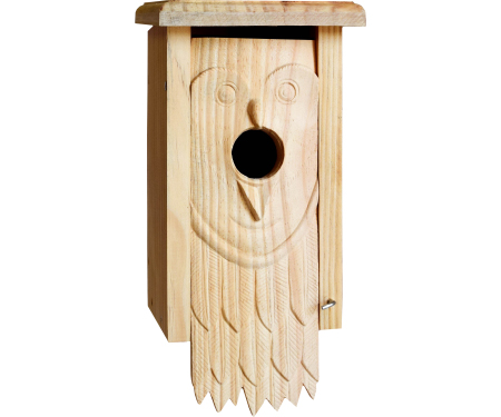 CARVED BLUEBIRD HOUSE-OWL